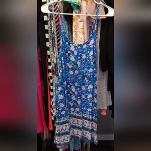 Floral Blue Sleeveless Dress